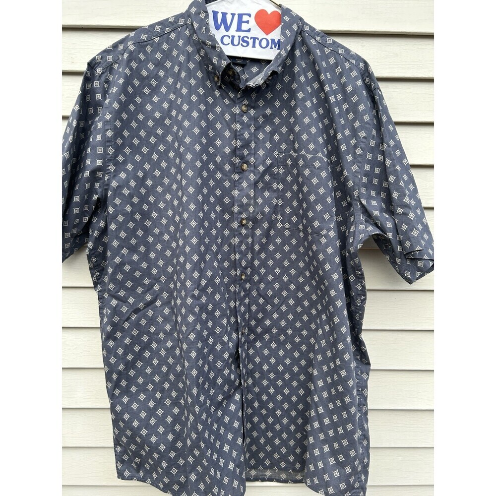 Pendleton Cotton Shirt XL Vintage Navy Button-Up Short Sleeve Pockets, Cotton